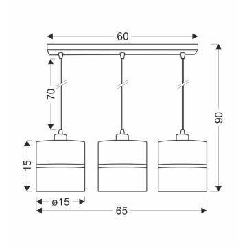 Hanglamp aan een koord ASSAM 3xE27/60W/230V zwart