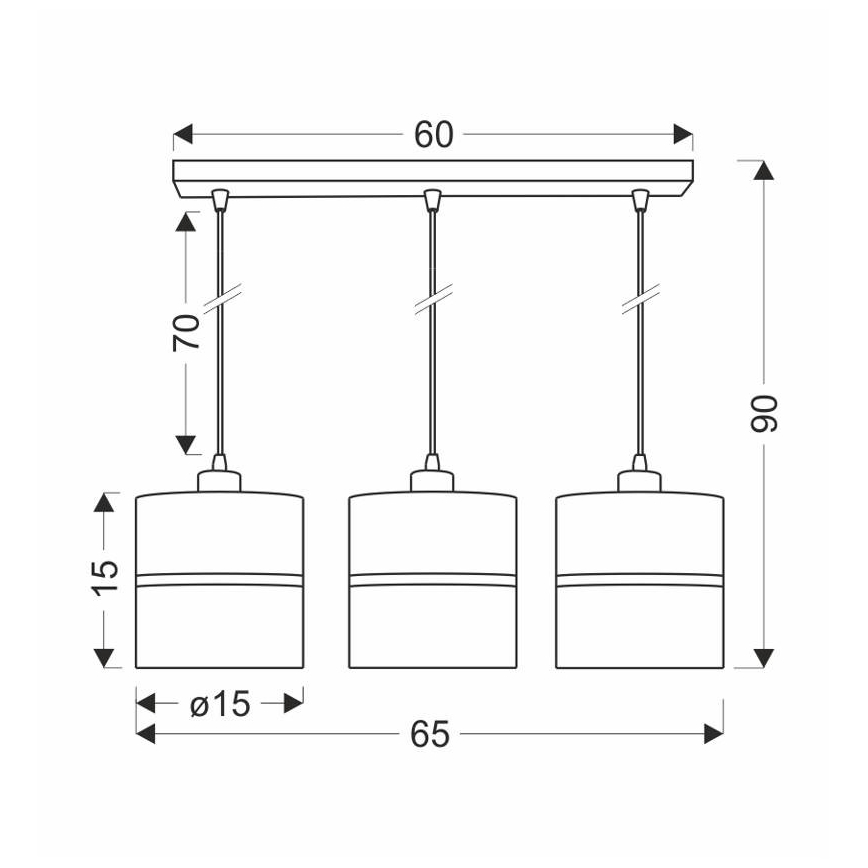 Hanglamp aan een koord ASSAM 3xE27/60W/230V zwart