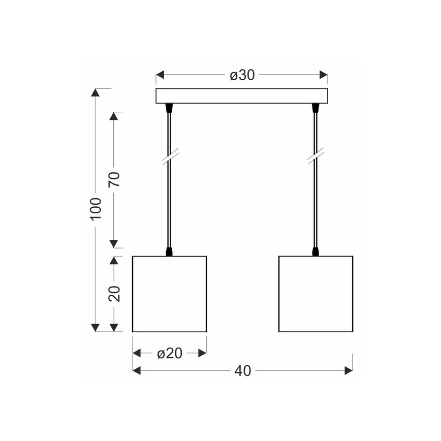 Hanglamp aan een koord ATLANTA 2xE27/40W/230V wit