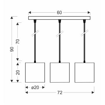 Hanglamp aan een koord ATLANTA 3xE27/40W/230V wit