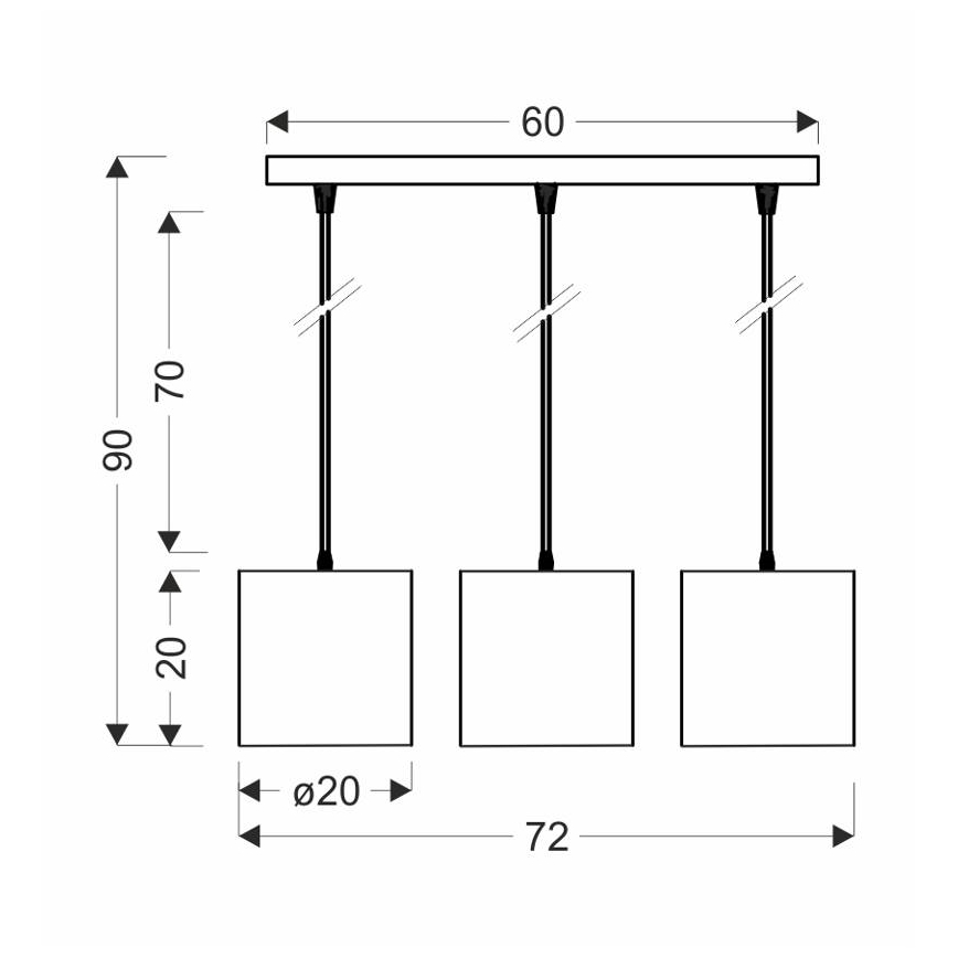 Hanglamp aan een koord ATLANTA 3xE27/40W/230V wit