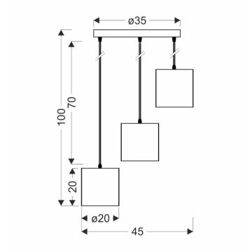 Hanglamp aan een koord ATLANTA 3xE27/40W/230V wit