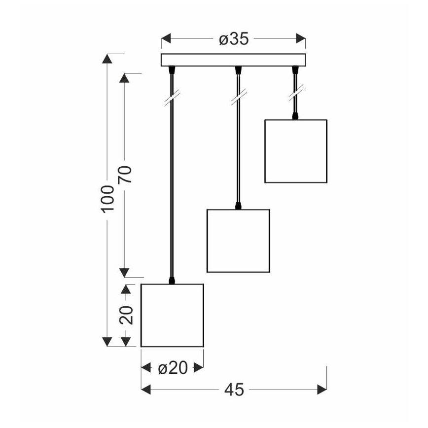 Hanglamp aan een koord ATLANTA 3xE27/40W/230V wit