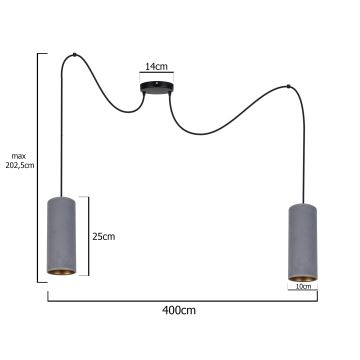 Hanglamp aan een koord AVALO 2xE27/60W/230V grijs