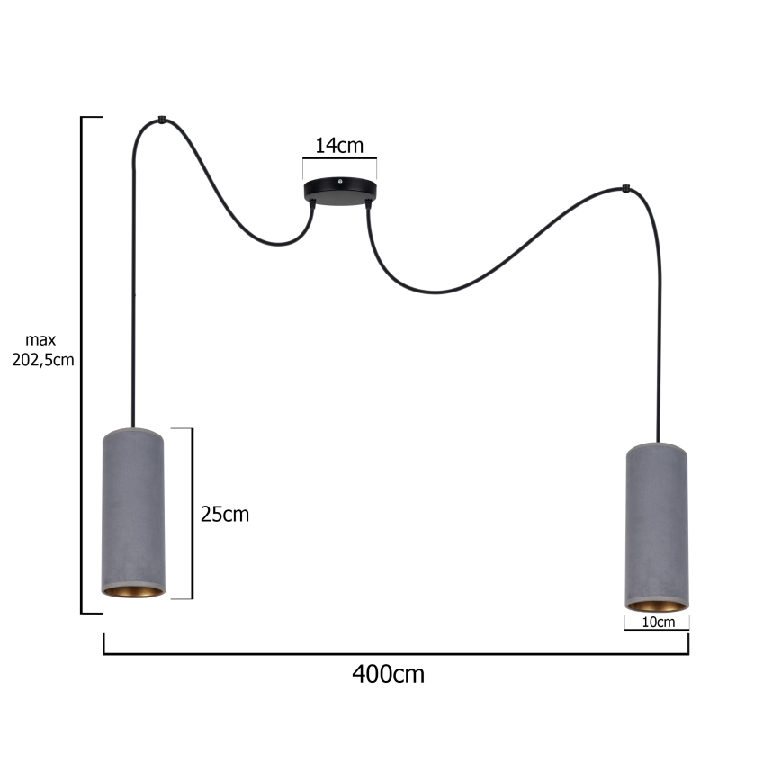 Hanglamp aan een koord AVALO 2xE27/60W/230V grijs