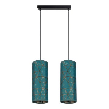 Hanglamp aan een koord AVALO 2xE27/60W/230V turquoise/goud