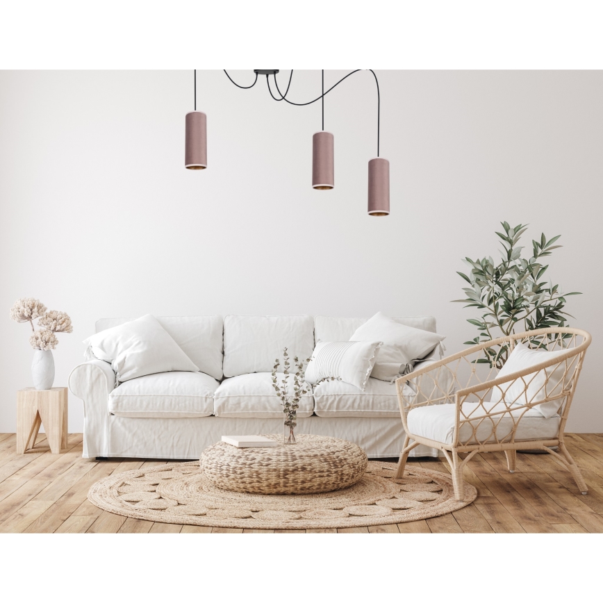 Hanglamp aan een koord AVALO 3xE27/60W/230V roze