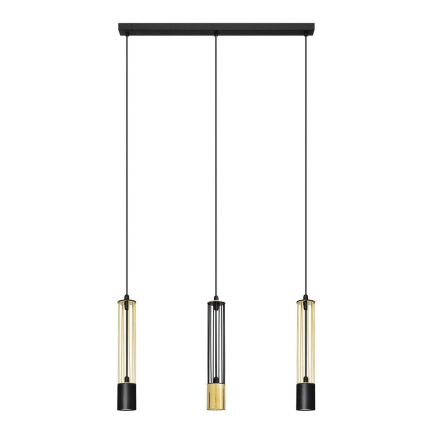 Hanglamp aan een koord BARS 3xGU10/20W/230V zwart/goud