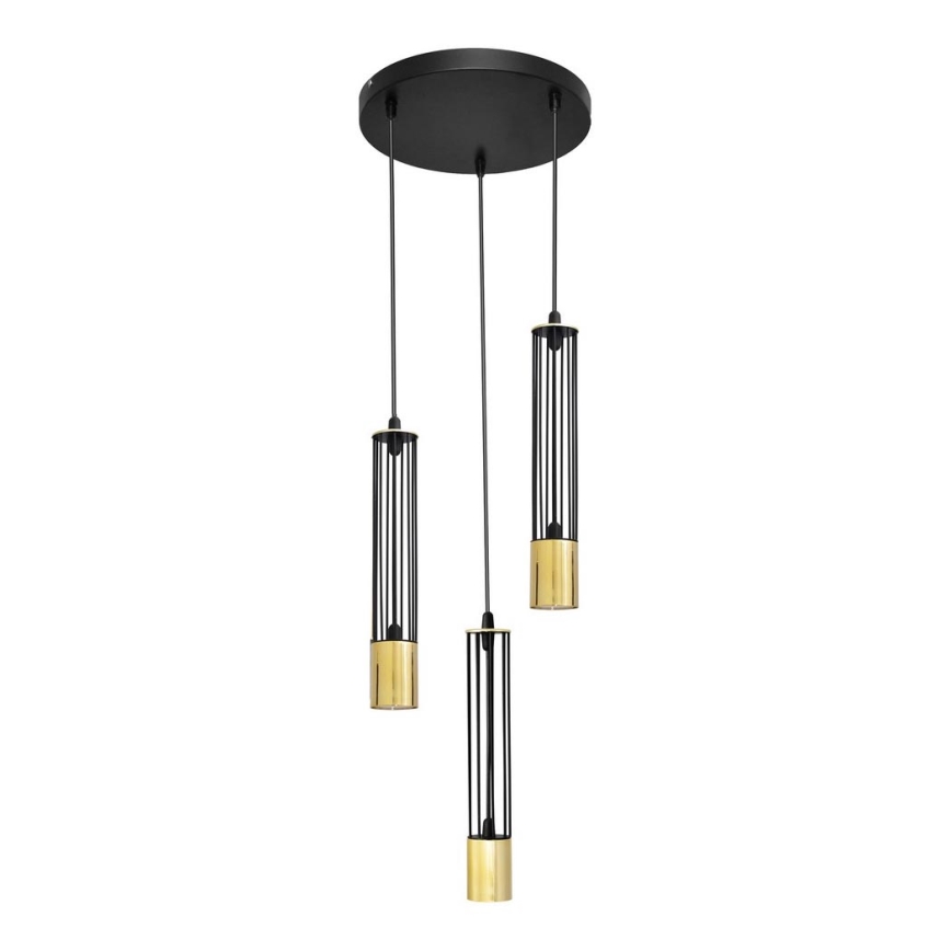 Hanglamp aan een koord BARS 3xGU10/20W/230V zwart/goud