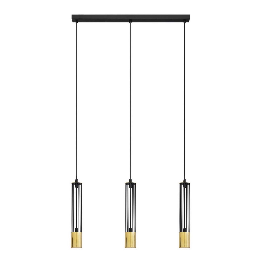 Hanglamp aan een koord BARS 3xGU10/20W/230V zwart/gouden