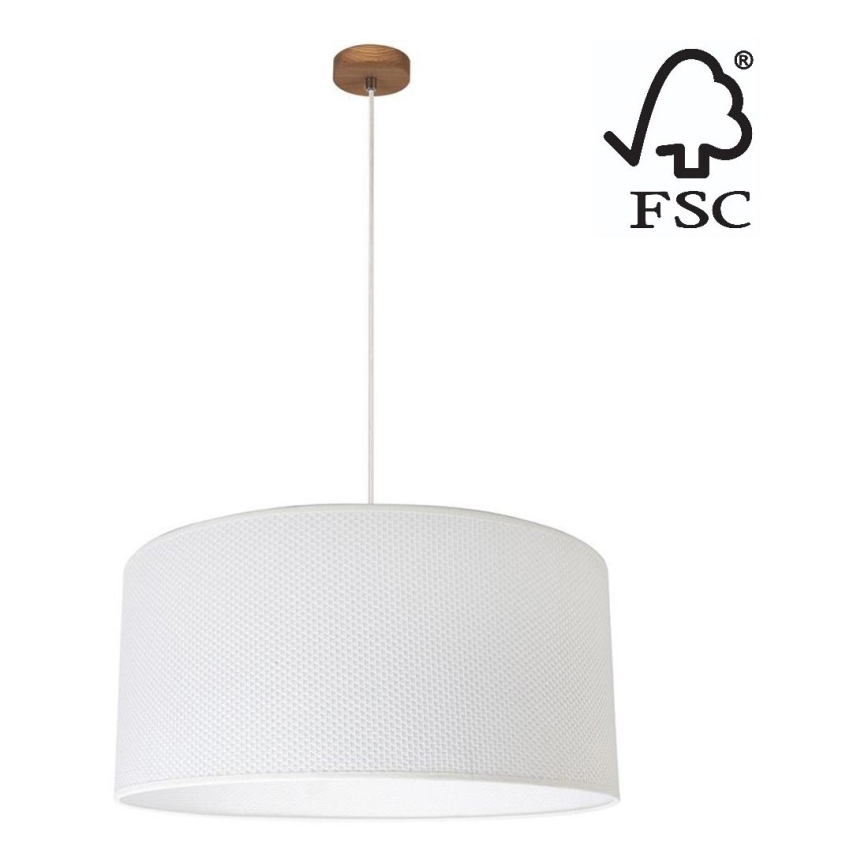 Hanglamp aan een koord BENITA 1xE27/40W/230V wit/eiken – FSC gecertificeerd