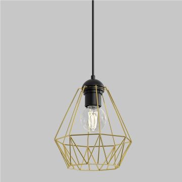 Hanglamp aan een koord BERGEN 1xE27/60W/230V zwart/gouden