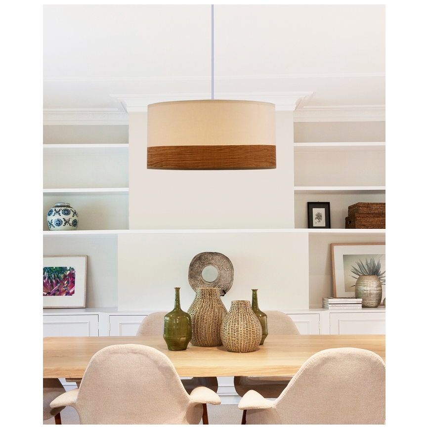 Hanglamp aan een koord BIANCO 1xE27/40W/230V wit/bruin