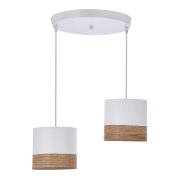 Hanglamp aan een koord BIANCO 2xE27/40W/230V wit/bruin