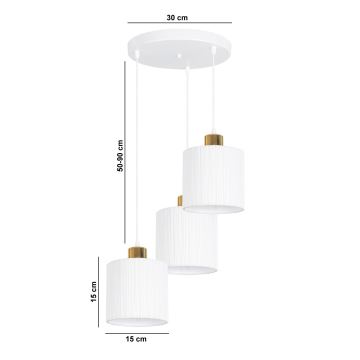 Hanglamp aan een koord BIZO 3xE27/60W/230V wit/goud