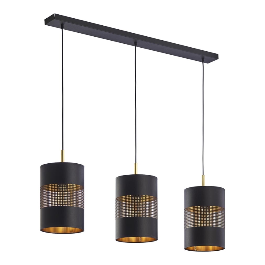 Hanglamp aan een koord BOGART 3xE27/15W/230V zwart/goud