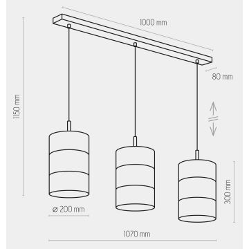 Hanglamp aan een koord BOGART 3xE27/15W/230V zwart/goud