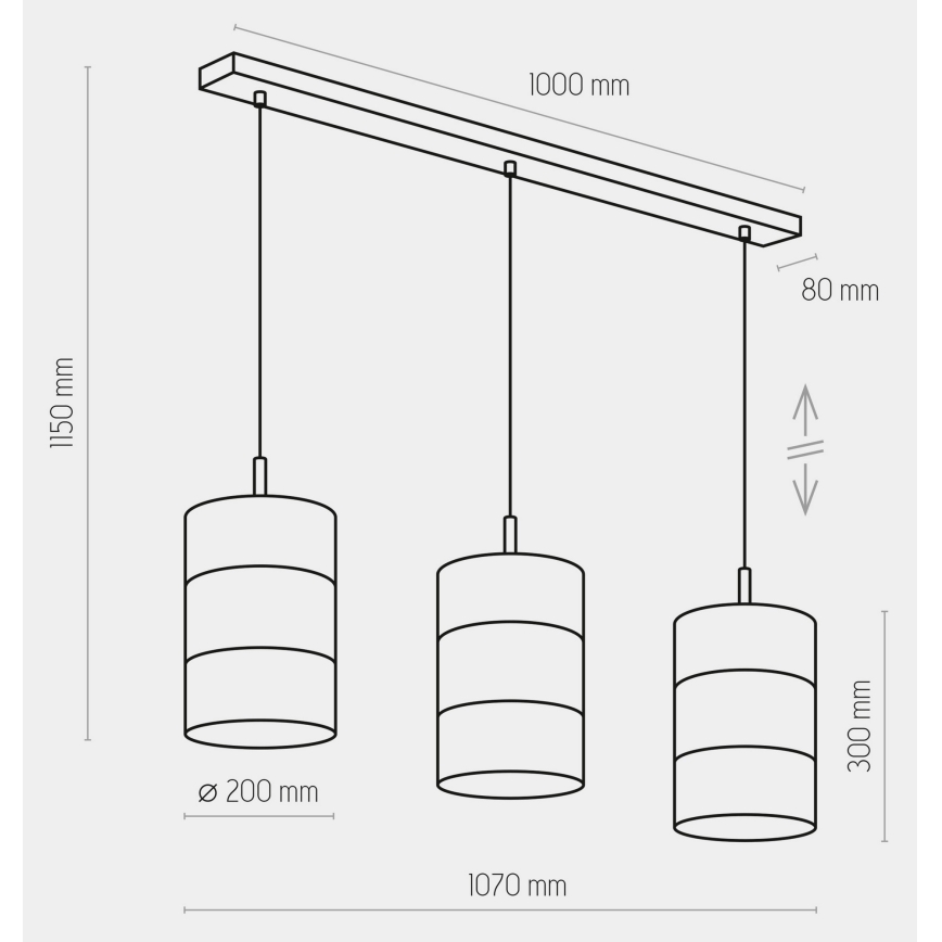 Hanglamp aan een koord BOGART 3xE27/15W/230V zwart/goud