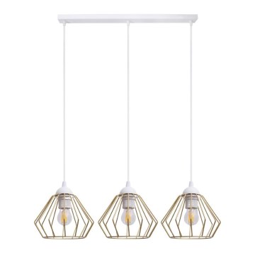 Hanglamp aan een koord CEED GOLD 3xE27/60W/230V wit/goud