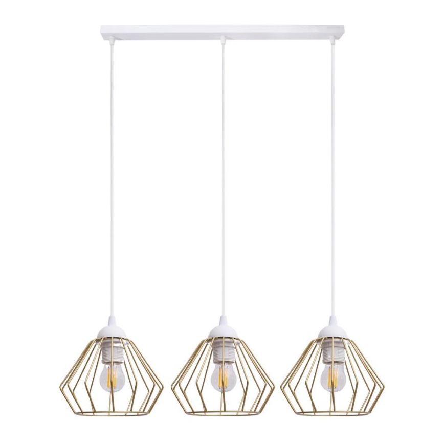 Hanglamp aan een koord CEED GOLD 3xE27/60W/230V wit/goud