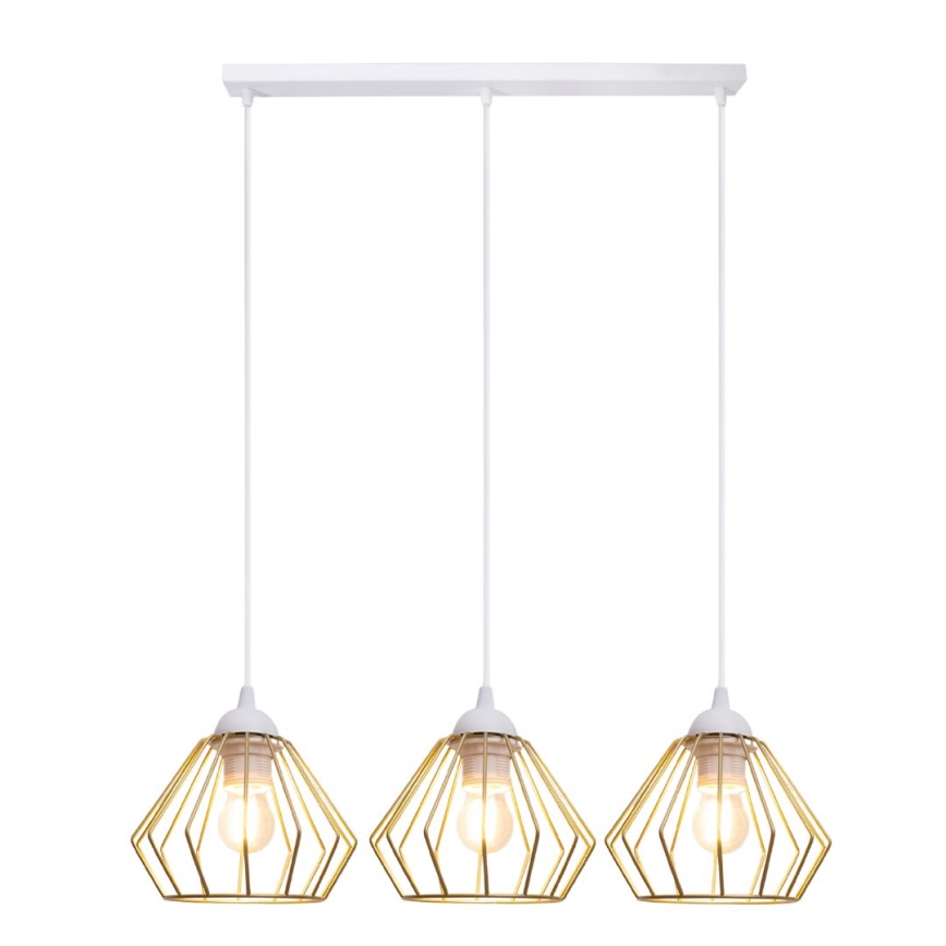 Hanglamp aan een koord CEED GOLD 3xE27/60W/230V wit/goud