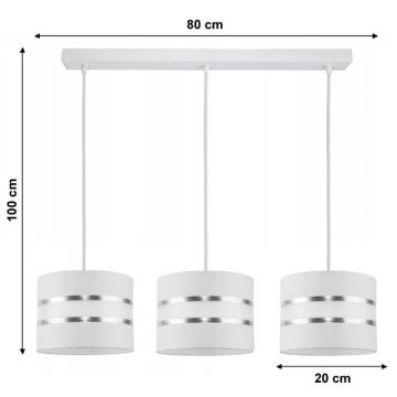 Hanglamp aan een koord CORAL 3xE27/60W/230V wit