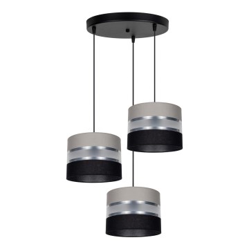 Hanglamp aan een koord CORAL 3xE27/60W/230V zwart/grijs/chroom diameter 45 cm