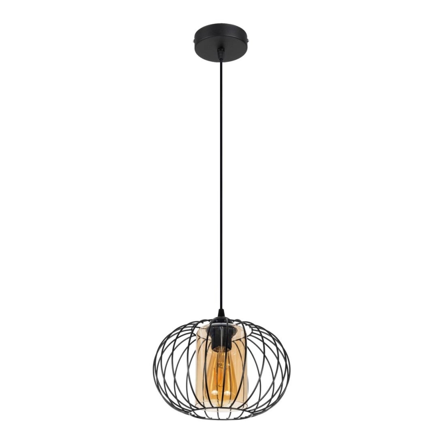 Hanglamp aan een koord CORRINI 1xE27/60W/230V diameter 25 cm zwart/beige