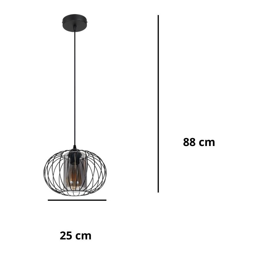 Hanglamp aan een koord CORRINI 1xE27/60W/230V diameter 25 cm zwart/grijs