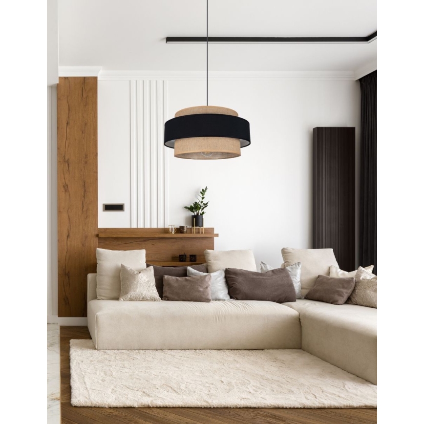 Hanglamp aan een koord CORSA 1xE27/60W/230V zwart/beige