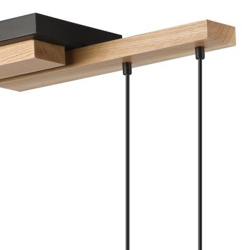 Hanglamp aan een koord CORTINA 2xE27/15W/230V + 2xG9/5W/230V zwart/eiken