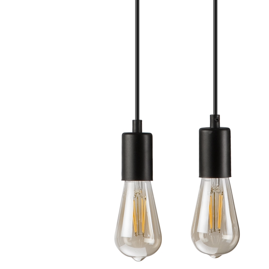 Hanglamp aan een koord CORTINA 2xE27/15W/230V + 2xG9/5W/230V zwart/eiken