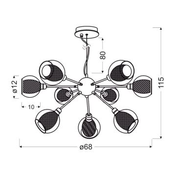 Hanglamp aan een koord DIXI 9xE14/40W/230V