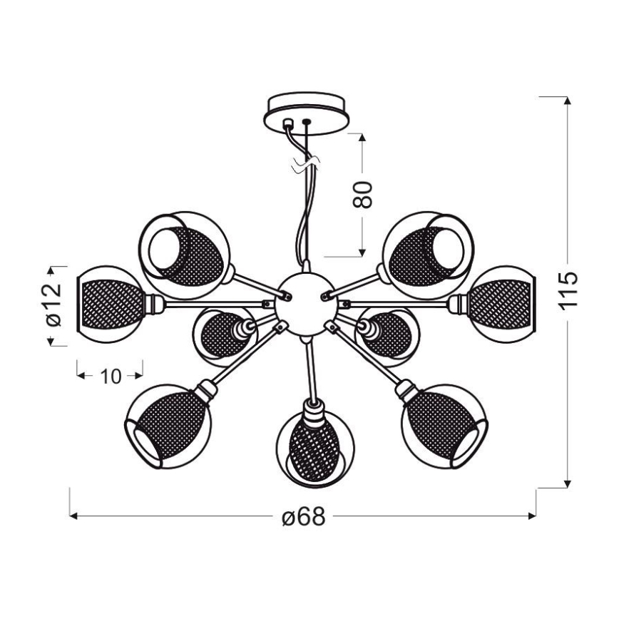 Hanglamp aan een koord DIXI 9xE14/40W/230V