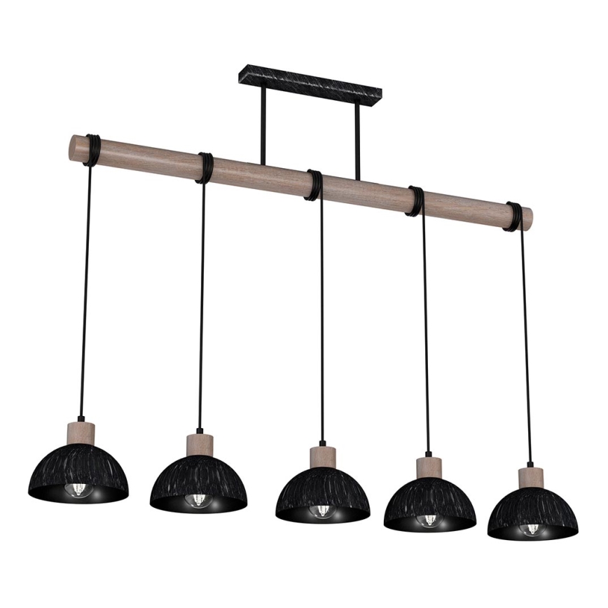 Hanglamp aan een koord ERIK 5xE27/60W/230V bruin/zwart