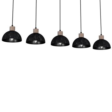 Hanglamp aan een koord ERIK 5xE27/60W/230V bruin/zwart