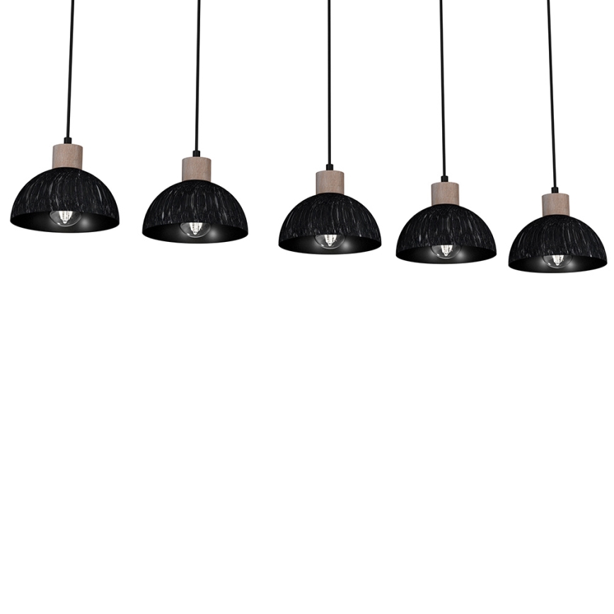 Hanglamp aan een koord ERIK 5xE27/60W/230V bruin/zwart