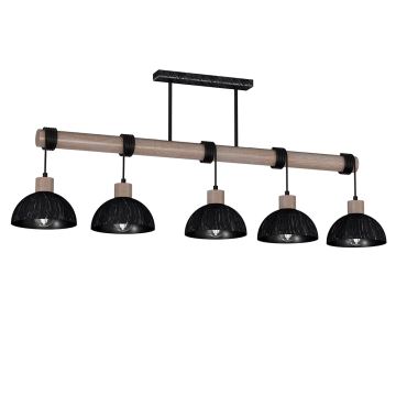 Hanglamp aan een koord ERIK 5xE27/60W/230V bruin/zwart