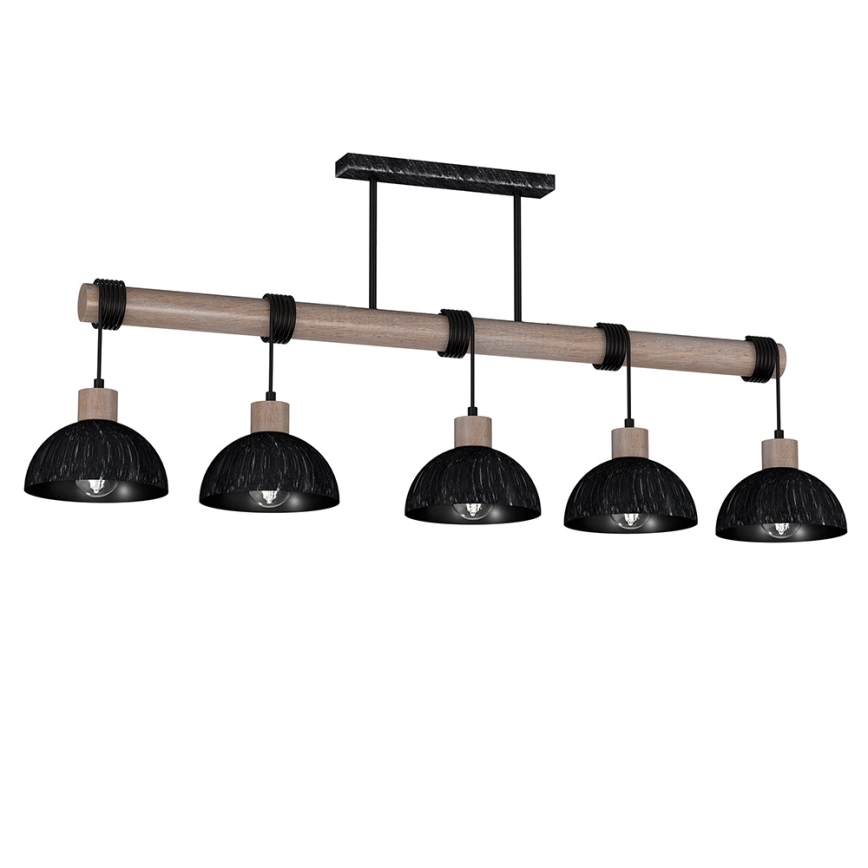 Hanglamp aan een koord ERIK 5xE27/60W/230V bruin/zwart