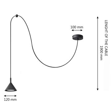 Hanglamp aan een koord ETNA 1xGX53/15W/230V zwart