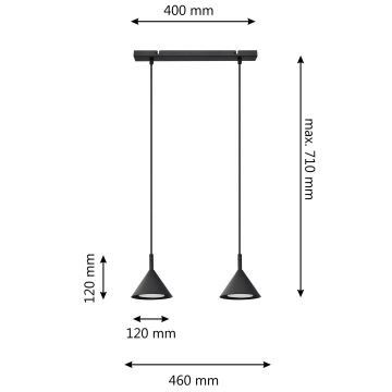 Hanglamp aan een koord ETNA 2xGX53/15W/230V zwart