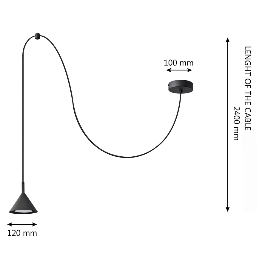 Hanglamp aan een koord ETNA LONG 1xGX53/15W/230V zwart