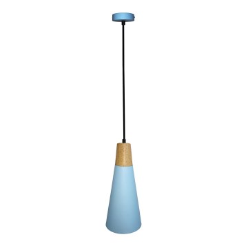 Hanglamp aan een koord FARO 1xE27/40W/230V blauw/beuken