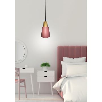 Hanglamp aan een koord FARO 1xE27/40W/230V roze/beuken