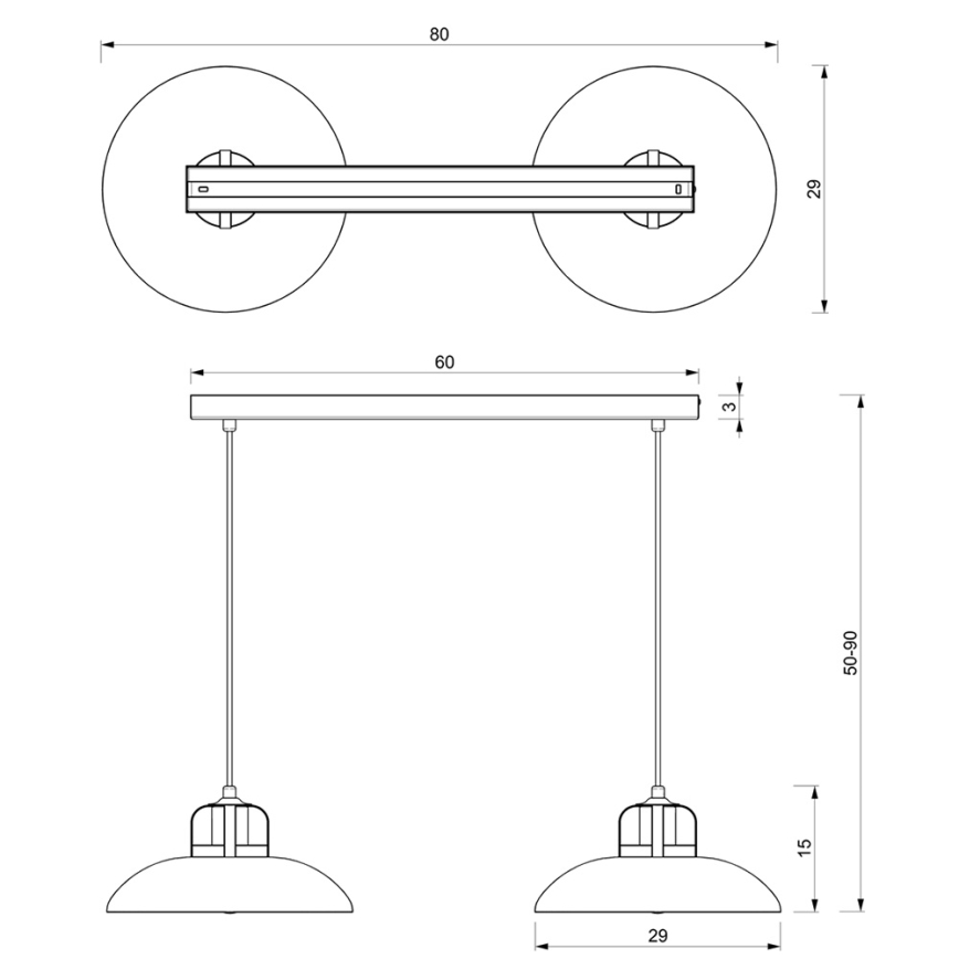 Hanglamp aan een koord FELIX 2xE27/60W/230V blauw