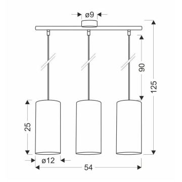 Hanglamp aan een koord FLERI 3xE27/60W/230V rotan