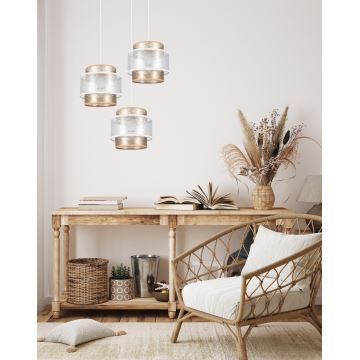 Hanglamp aan een koord GABI 3xE27/60W/230V gouden/wit diameter 45 cm