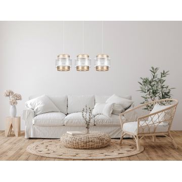 Hanglamp aan een koord GABI 3xE27/60W/230V gouden/wit