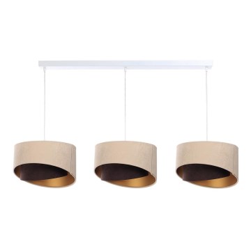 Hanglamp aan een koord GALAXY 3xE27/60W/230V beige/bruin/goud