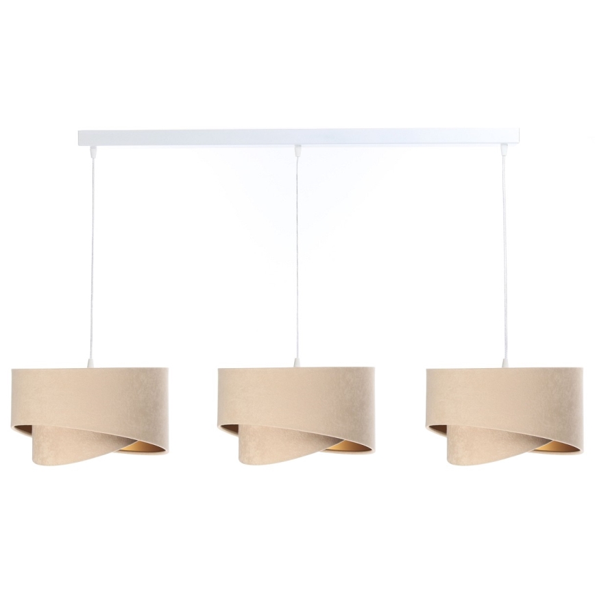 Hanglamp aan een koord GALAXY 3xE27/60W/230V beige/goud